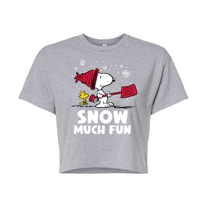 Women's - Peanuts - Snow Much Fun Cropped Graphic T-Shirt - 1 of 4