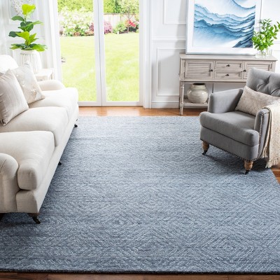 Harmony Blue Abstract 9' x 12' Hand-Tufted Wool & Synthetic Rug