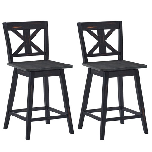 Costway Set Of 2 Adjustable Bar Stools Swivel Bar Chairs Hot-stamping Cloth  Retro Brown Low Back : Target