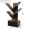 3-Tier Tree Bookshelf with Drawer Rustic Small Floor Standing Bookcase Desktop Organizer for Home Office Living Room, Brown - 3 of 4