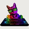 Junior's Design By Humans Cool Cat DJ By clingcling T-Shirt - 2 of 3