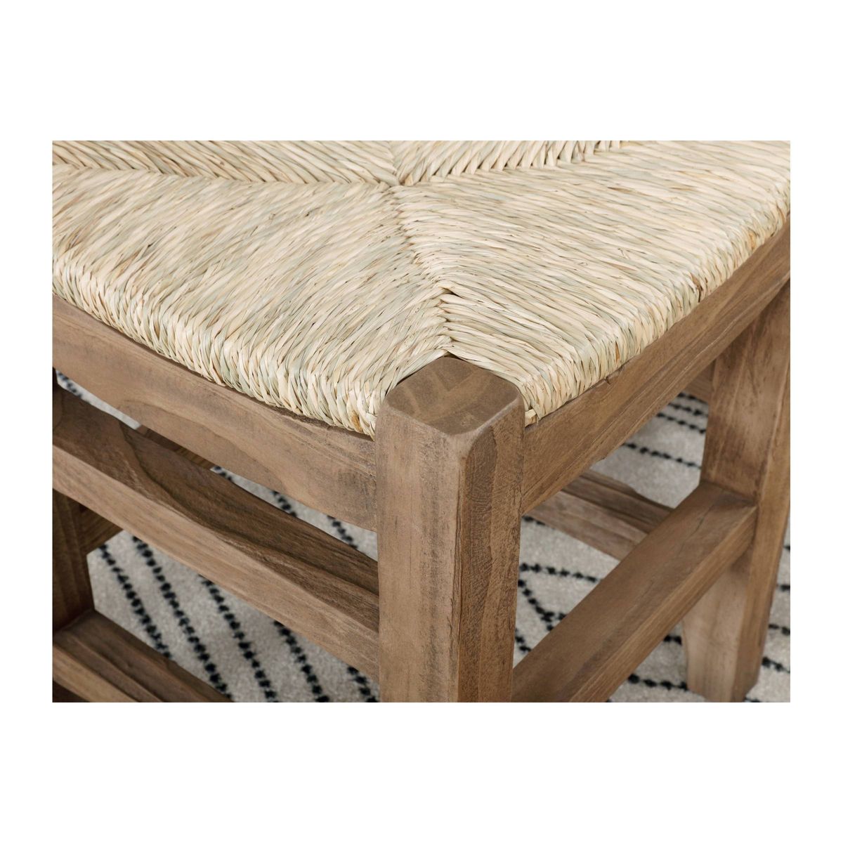 Set of 2 Davenport Wood Stools with Rush Seats Light Amber - Alaterre Furniture: Rustic Square Frame - thumbnail 5