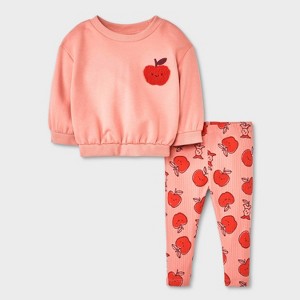 Baby Girls' 2pc Fleece Sweatshirt & Jogger Pants Set - Cat & Jack™ - 1 of 4