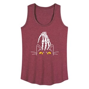 Women's - Instant Message - Skeleton Hand Petting Cat Graphic Racerback Tank - 1 of 4