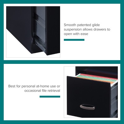 Black Vertical 3-Drawer Lockable Steel File Cabinet