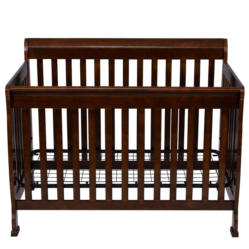 Costway Coffee Pine Wood Baby Toddler Bed Convertible Crib Nursery Furniture Children, 3 of 10