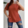 Coolmee Womens Plus Size Short Sleeve Shirts Casual Loose Fit Ribbed Side Slit Tunic Tops - 3 of 4