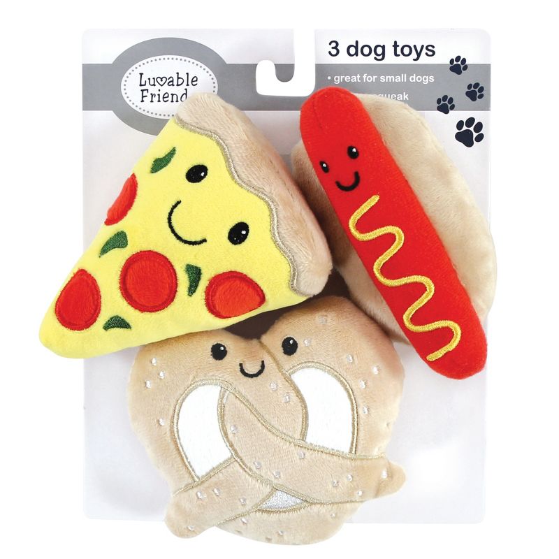 Luvable Friends Dog Squeaky Plush Dog Mini Toy Set, Snacks, One Size, 2 of 6
