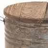 Olivia & May Farmhouse Tin and Wood Stool Gray: No Assembly Required, Metal Frame, Round Accent Table with Storage - 4 of 4