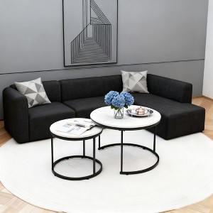 LIVAREEmlen Round Black Marble Coffee Tables Set of 2, Nested Design with Metal Frame, Living Room Tables - 1 of 4