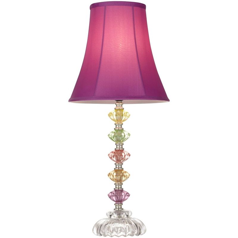 360 Lighting Bohemian Country Cottage Accent Table Lamps 21" High Set of 2 Orchid Stacked Glass Off White Bell Shade for Bedroom Living Room Bedside, 5 of 8