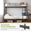 Decksplore Heavy Duty Twin Full Bunk Bed Space-Saving Metal Frame with Guardrail No Box Spring Black - 3 of 4