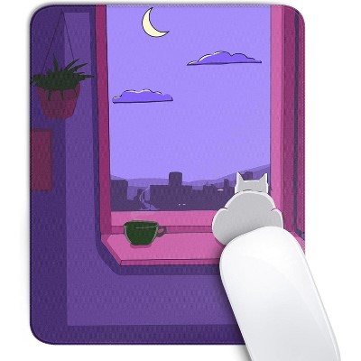 Core Electro Anime Cat Mouse Pad with Non-Slip Rubber Base