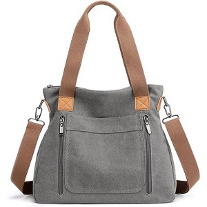 Canvas Handbag Multi-Color Striped Lattice Cross Body Shoulder Purse Bag Tote-Handbag - 1 of 4