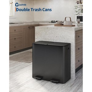 2 x 10.6 Gallon Stainless Steel Dual Trash Can, Step-On Kitchen Recycling Bin Combo with Lids and Inner Buckets - 1 of 4
