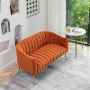 SEYNAR Modern Glam Comfy 50" Metal Legs Curved Sofa 2 Seaters Loveseat with Tufted Back - 4 of 4