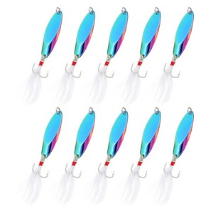 Unique Bargains Treble Hooks Metal Spinner Fishing Spoons for Freshwater Saltwater Salmon 10 Pcs - 1 of 4