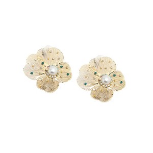 SOHI Women's Champayne Gold Floral Palmate Drop Earrings - 1 of 4