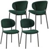 Vynxaria Set of 4 Dark Green Boucle Dining Chairs with Black Metal Legs - 3 of 4