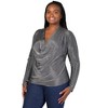 24seven Comfort Apparel Plus Size Cowl Neck Long Sleeve Shimmery Fabric Top - 2 of 4