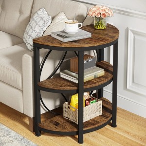 Hommoo Half-Round End Table, 3-Tier Narrow Side Table with Metal Frame - 1 of 4