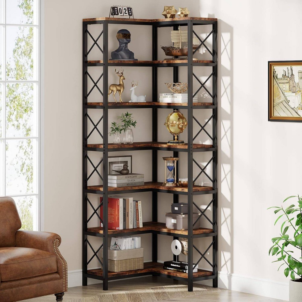 Photos - Garden & Outdoor Decoration LITTLE TREE 66.74" 7 Tier Corner Bookshelf Brown