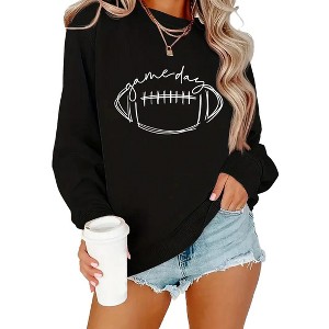 Plus Size Sweatshirts Game Day Shirts Football Graphic Sweatshirts with Crew Neck Long Sleeve Pullover Sweat Shirts Plus Size Sweatshirts - 1 of 4