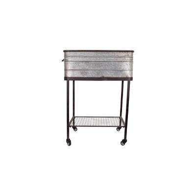 Metal Bucket-Planter On Stand with Casters (34-1-4"H)