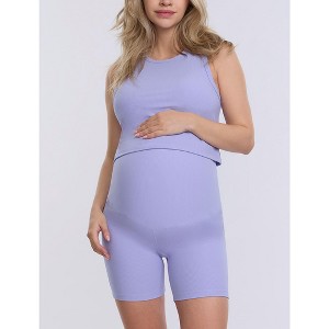 Women's Crew Neck Racerback Cropped Maternity Tank | Motherhood Maternity - 1 of 3