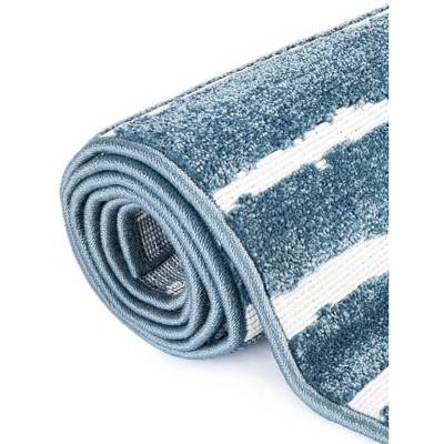 Coastal Breeze Blue Stripe 8' x 10' Synthetic Outdoor Rug