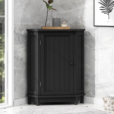 HDZNVF Black Bathroom Cabinet Triangle Corner Storage Cabinet with Adjustable Shelf