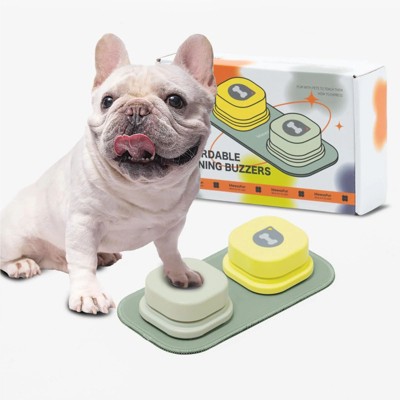 Mewoofun Pet Toy Dog Buttons for Communication, with Anti Slip Mat and Training Manual for Cats and Dogs, 2 Packs, Multi-color, 3.3"*3.3"*1.5"