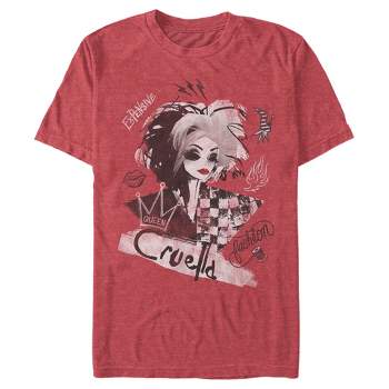 Men's Cruella Fashion Sketch  T-Shirt - Red Heather - 2X Large