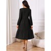 INSPIRE CHIC Women's Fall Long Sleeve Round Neck Tiered Casual Knit A-Line Midi Dress with Pockets - 4 of 4