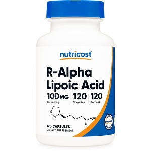 Nutricost R-Alpha Lipoic Acid (100mg) 120 Capsules - Veggie Capsules, GMO-Free, Gluten Free, 120 Servings - 1 of 4