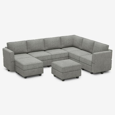 Belffin Modular Terry Sofa with Storage Seat and Ottoman (7 Seats + 9 Sides)