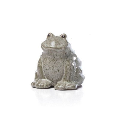 4.25" Handmade Glazed Ceramic Calm Frog Statue Gray - Alfresco Home LLC