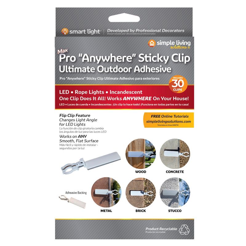 Northlight 25ct Anywhere Outdoor Sticky Adhesive Clips, 2 of 5