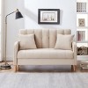 NicBex Modern Velvet Upholstered Loveseat Sofa  with Wooden Nature Legs,Fluffy Single Sofa for Living Room,Department - 3 of 4