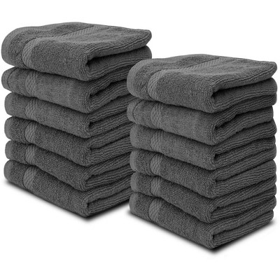 White Classic Luxury 100% Cotton Washcloths Set Of 12 - 13x13 Light-grey :  Target