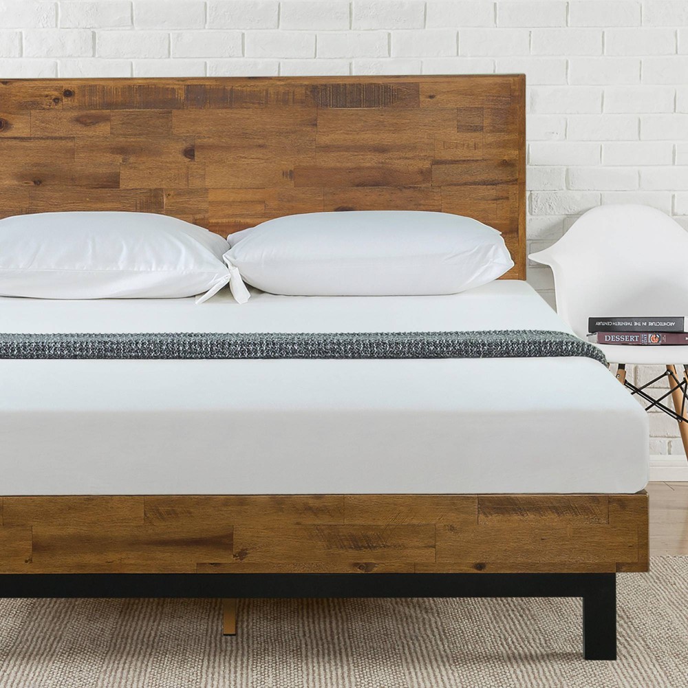 Photos - Wardrobe Zinus Queen Tricia Wood Platform Bed Frame with Adjustable Headboard Brown - Zin 