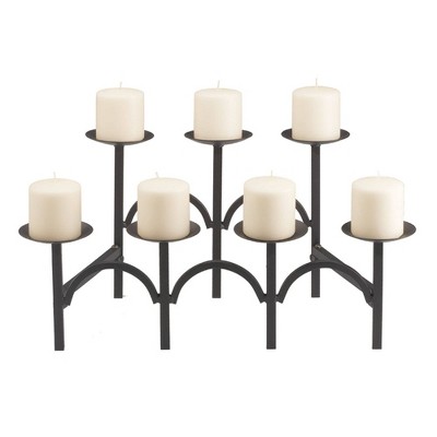 Elegant Two-Tier Wrought Iron Black Fireplace Candelabra