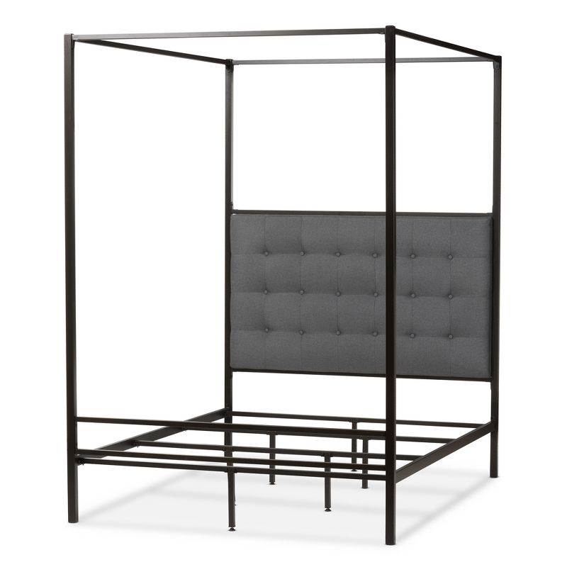 Queen Eleanor Vintage Industrial Finished Metal Canopy Bed Black - Baxton Studio, 4 of 10