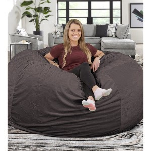 Ultimate Sack 6ft Bean Bag Chair and Footstool, Oversized Comfortable Indoor Floor Lounger, Giant Foam-Filled Furniture for Relaxing, Grey Suede - 1 of 4