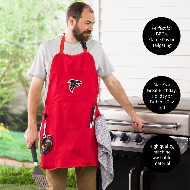 Evergreen NFL Atlanta Falcons Ultimate Grilling Apron Durable Cotton with Beverage Opener and Multi Tool, 6 of 7