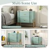 Sapphtopaz Modern Nightstand with 2 Storage Drawer Fluted Night Stand with Golden Handle & Legs Minimalist Bedside Table for Bedroom,Living Room - 4 of 4