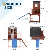 2-Story Cedar Kids Playhouse,Outdoor Wooden Fort w/ Slide & Climbing Wall - Elevated Backyard Playhouse, Easy Setup, Weather-Resistant - 3 of 4