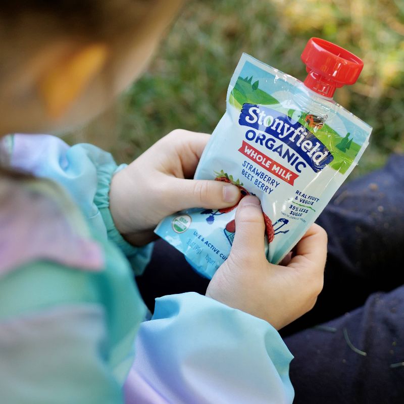 Stonyfield Organic Kids&#39; Strawberry Banana Yogurt - 4ct/3.5oz Pouches, 3 of 10