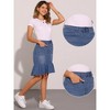 INSPIRE CHIC Women's High Waist Ruffled Hem Bodycon Fishtails Denim Midi Skirt - 2 of 4