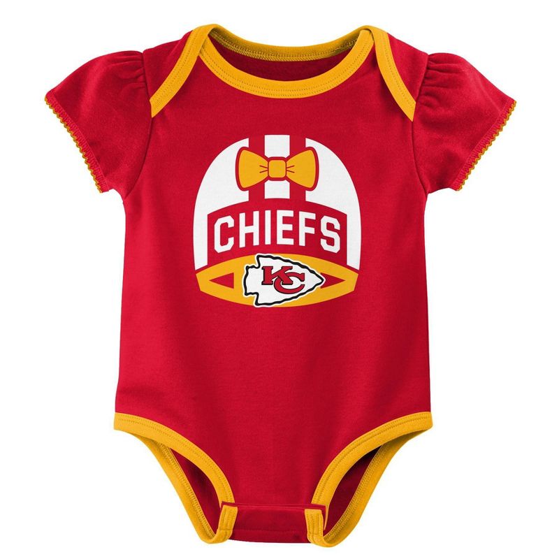 NFL Kansas City Chiefs Baby Girls&#39; Onesies 3pk Set, 4 of 5